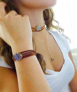 สร้อยคอโซ่ยาวชุบทอง925เพชร Herkimer ธรรมชาติทำด้วยมือดีไซน์เนอร์สร้อยคอคริสตัลที่เรียบง่ายสวยงาม - Product Image 3