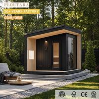 Cabine de sauna extérieure moderne noire PLOUTARA avec chauffage électrique, porte en verre trempé, fenêtre latérale, finition en bois écologique, OEM/ODM pour