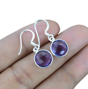 Pendientes de piedras preciosas de amatista de Plata de Ley 925 de tendencia, joyería hecha a mano, pendientes de estilo bohemio, joyería para mujer, regalo para niñas - Product Image 1