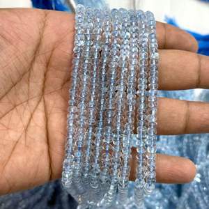 Cuentas Heishi de Aguamarina Natural de Alta Calidad, Facetadas, de 4mm a 7mm, para la Elaboración de Joyería - Product Image 1