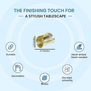 Anneaux de serviette en alliage de laiton Glam pour les réunions de famille et les décorations de fête Grand accent de table pour les tables à manger - Product Image 3