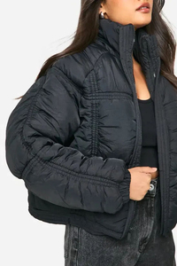 Chaqueta Acolchada de Primera Calidad para Mujer, Chaqueta de Invierno Acolchada con Cuello Alto, Estilo Burbuja, con Logotipo Estampado de Algodón - Product Image 5