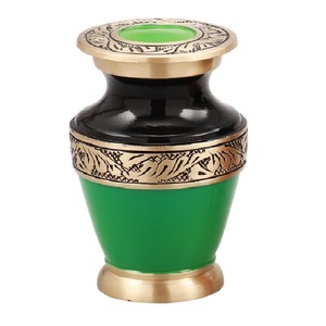 Urnas de cremación de recuerdo de latón con banda de grabado, urnas funerarias de Metal acabadas en Color dorado y negro rosa para cenizas humanas - Product Image 2