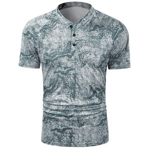 2024 Custom logo Short Sleeve <b>Collarless</b> Polo <b>Shirt</b> Breathable Oversized Graphic Print Golf for <b>Men</b> - Product Image 4