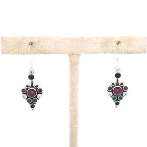 925 Silver <b>Fine</b> <b>Stud</b> <b>Earrings</b> with Natural Gemstones Multi-Color Emerald Ruby Sapphire Wedding <b>Earrings</b> - Product Image 3