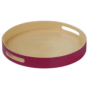 Bandeja de servicio de bambú hilado personalizada al por mayor, de madera natural con asas de borde gris, Platos y platos con descuento ecológicos - Product Image 6