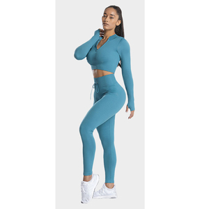 Conjuntos de Yoga de mujer de entrenamiento con logotipo personalizado Conjunto de Yoga de mujer de cintura alta con tamaños ajustables a granel - Product Image 1
