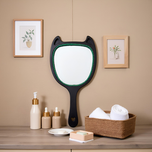 Espejo de Mano de Madera Rústico, Adorable y Duradero, con Mango de Madera y Orificio para Colgar, Espejo de Mano para el Cuidado de la Piel y Uso Personal Diario - Product Image 5