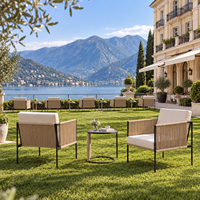 Fauteuil de salon d'extérieur en acier personnalisé OEM, résistant aux UV, avec corde tressée, idéal pour les clubs de plage et cafés