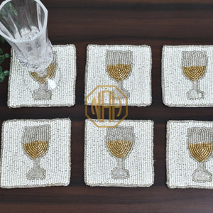 Posavasos con cuentas con tema de champán, alfombrillas decorativas hechas a mano para bebidas, mesa de comedor de cocina, portavasos para té y café, proveedor mayorista a granel - Product Image 3