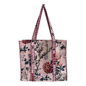 Sac fourre-tout élégant en toile de pêche pour femme avec imprimé floral, fermeture éclair, léger, écologique et réutilisable pour la plage et les voyages - Product Image 1