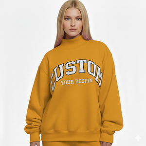 High Quality Cotton Women's Oversized <b>Stand</b> Collar Sequined Front Sweatshirt Custom Casual Loose Fit Streetwear for Winter - Product Image 1