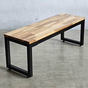 Acacia <b>Wood</b> Patio <b>Bench</b> with Iron Legs 120x40cm Modern Design GBD011 - Product Image 6