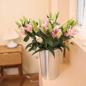 Florero Cilíndrico de Metal, Decoración para el Hogar, Centro de Mesa para Arreglos Florales, Diseño Moderno, Calidad Premium - Product Image 6