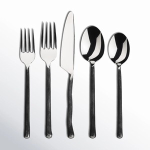 Ensemble de couverts anciens forgés à la main en acier inoxydable 304 nourriture argent ondulé noir fait à la main ensemble de couverts de sécurité alimentaire mariage restaurant - Product Image 2