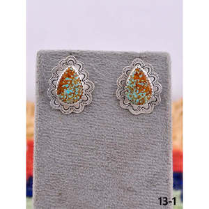 Southwest Bohemian #8 Turquoise & Sterling <b>Silver</b> Bezel <b>Set</b> Water Drop Post <b>Stud</b> <b>Earrings</b> Handmade - Product Image 1