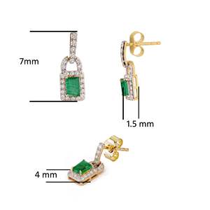 Boucles d'oreilles en émeraude et diamant - Product Image 4