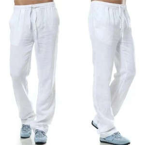 2025 nouveaux hommes coton lin pantalon automne respirant coupe-vent couleur unie pantalon Fitness Streetwear poche arrière de haute qualité - Product Image 2