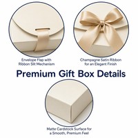 Boîte cadeau en papier de qualité supérieure avec logo personnalisé, enveloppe en papier, boîte cadeau pliante en une seule pièce, couleur unie, ruban de soie rouge, plateau pliant pour fête