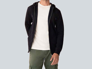 Sweat à capuche noir haut de gamme pour hommes avec fermeture éclair Armoire polyvalente essentielle Style et confort intemporels Idéal pour les sorties décontractées - Product Image 2