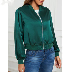 Direct Manufacturer High <b>Quality</b> Women's Satin Varsity Jackets Chenille Embroidery Patches Nylon Breathable-Finished <b>Product</b> - Product Image 3