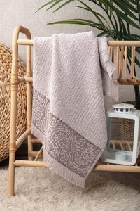 Serviette éponge Jacquard en bambou blanc 50*90cm 70% bambou 30% coton mélange Extra doux haute absorption décoratif Sevim Style 500 GSM - Product Image 6