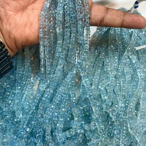 Cuentas Redondas Facetadas de Aguamarina Azul Natural de Alta Calidad de 5 mm a 7 mm para la Fabricación de Joyas - Product Image 2