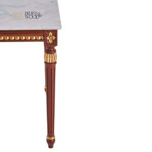 Mesa Auxiliar Cuadrada de Lujo con Tapa de Mármol Blanco y Marco de Caoba Tallado a Mano en Oro Antiguo para Decoración Clásica de Sala de Estar - Product Image 2