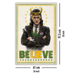 Tom Hiddleston's Loki Poster Modern Design <b>Canvas</b> <b>Wall</b> Art 'Believe' Concept - Product Image 2