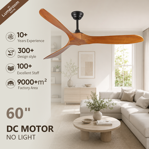 60 Inch Solid Wood <b>Ceiling</b> Fan No <b>Light</b> DC Motor <b>Remote</b> <b>Control</b> Quiet Reversible Airflow Modern <b>Ceiling</b> Fan - Product Image 1