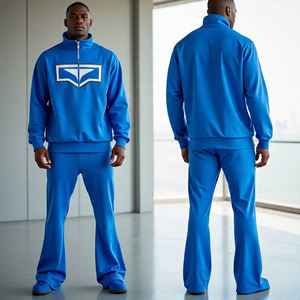 Chándal con cremallera al por mayor de alta calidad con pantalón acampanado/ropa deportiva para hombre, conjunto de invierno para correr, chándal para hombre con logotipo personalizado - Product Image 6