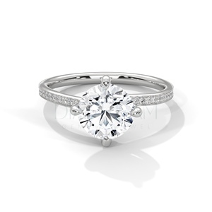 Mejor personalizado 14KT oro blanco sólido corte elegante Leb diamante VVS claridad boda solitario anillo de compromiso para mujeres - Product Image 2