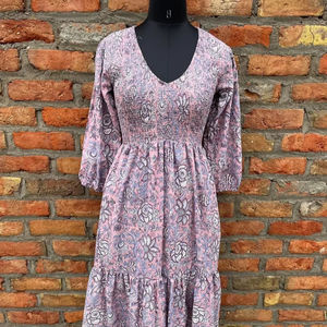 Robe imprimée bloc à la main Robe longue en coton indien Robe imprimée - Product Image 1