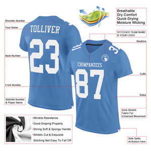 เสื้อเจอร์ซีย์อเมริกันฟุตบอลสำหรับผู้ชายเสื้อผ้ากีฬาเสื้อฟุตบอลระบายอากาศน้ำหนักเบาเสื้อตาข่ายสีขาวราชวงศ์ออกแบบได้ตามต้องการ - Product Image 2