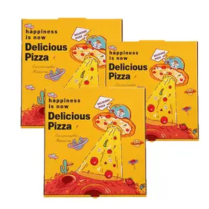Yüksek kalite ucuz özel logo taşınabilir kullanımlık oluklu 12 ''x 12'' 20 inç kare sarı kutu dondurulmuş pizza kutuları