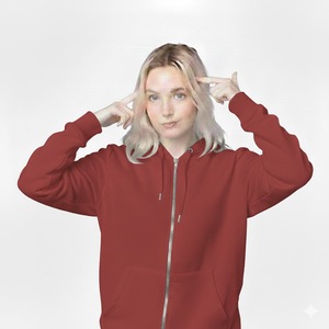 Sweat à capuche zippé en tricot pour femme, automne-hiver, couleur unie personnalisée, respirant, décontracté, haut de sport, imprimé sur le devant, 100% coton - Product Image 2