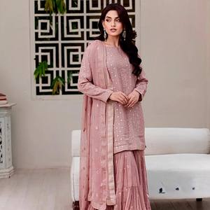 Vêtements indiens et pakistanais, modèles de gharara, salwar kameez sexy et magnifique pour filles punjabi, modèles de col, sarara, robe pour femmes, vente en gros - Product Image 6