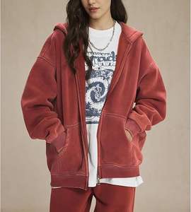 Custom Acid Wash Zipper Hoodies <b>Men</b> Oversized Streetwear Fashion <b>Zip</b> <b>Up</b> Hooded Sweatshirts Premium Cotton OEM Bulk Supply - Product Image 2