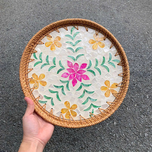 Plateau de toilette en rotin, plateau organisateur de salle de bain tissé, plateau de rangement décoratif naturel fait à la main, vente en gros au Vietnam - Product Image 4