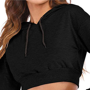 Jersey de algodón con logotipo personalizado para mujer, Top corto con capucha, ropa de calle, estilo informal, Sudadera con capucha para mujer - Product Image 5