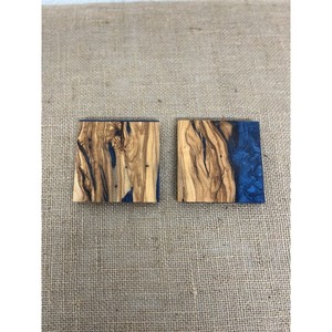 Acacia Wood and <b>Blue</b> Epoxy Coasters High Quality Resin for Home and Office Uses Customized Acacia Wood Epoxy Resin coaster - Product Image 2
