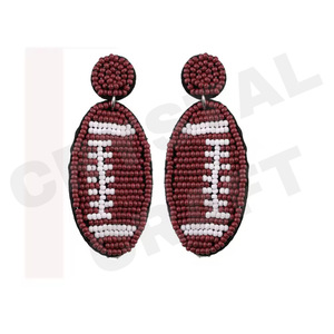 Vintage <b>Football</b> Beaded <b>Earrings</b> for Women Patriotic Orange White Blue Colour for Wedding or Memorial Day - Product Image 1
