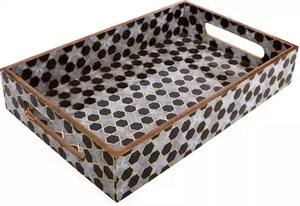 Plateau de service en bois imprimé, plateau artisanal décoratif pour le thé, les collations et la décoration, plateau en bois imprimé coloré au meilleur prix - Product Image 3