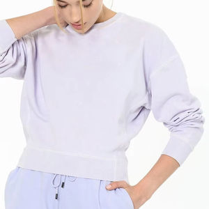 Coupe ample femmes pull sweat mode couleur unie femmes sweat femmes à manches longues sweat à col rond - Product Image 1