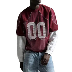 Maillots de football en maille pour hommes, coupe ample, col rond, avec bande réfléchissante, uniforme de football, maillot de football en maille pour hommes - Product Image 2