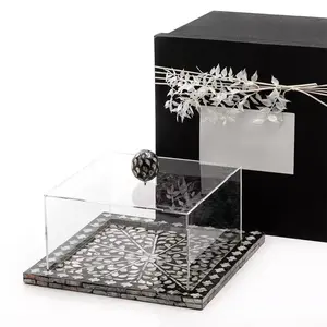 ที่วางเค้กอะคริลิคช็อคโกแลตแบบชั้นเดียวทำจากสเตนเลสสตีลสำหรับใส่ขนมหวานสุดหรูอุปกรณ์นำเสนอ - Product Image 1