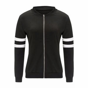 Blouson Bomber Femme Tendance en Gros – Sweat-shirt Zippé à Manches Rayées, Décontracté, Streetwear Léger et Sportif - Product Image 2