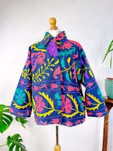 Veste brodée de Bohème colorée pour femmes Manteau ethnique de style Suzani multicolore Boutique de vêtements d'extérieur faits à la main - Product Image 6