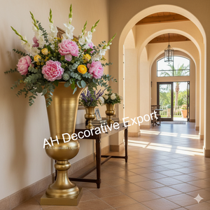 Vase à fleurs moderne en argent brillant fait à la main, pièce maîtresse décorative pour hôtel, mariage et style d'intérieur - Product Image 6