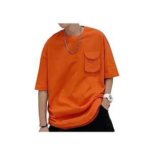 T-shirt en toile à col rond, coupe régulière, poids lourd, pour homme, en coton/fibre de bambou, lavage à l'acide, logo personnalisé, numérique - Product Image 3